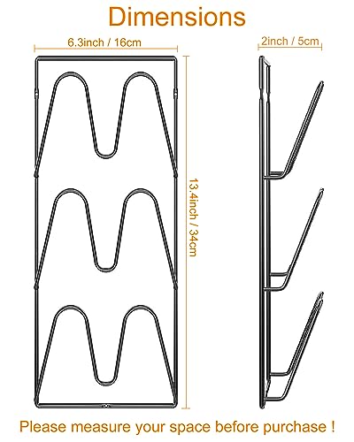 2 Pack Pot Lid Organizer Rack, 6-Tier V-Wall Pot Lid Holder, No Drilling Adhesive Cabinet Door/Wall Mounted Pot Cover Rack, Kitchen Shelf for Pots and Pans (Black) - Image 3