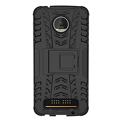 Yiakeng For Moto Z Play Droid Case, Shockproof Impact Protection Tough Rugged Dual Layer Protective Case Cover With Kickstand For Motorola Moto Z Play Droid (Black) #TOP7