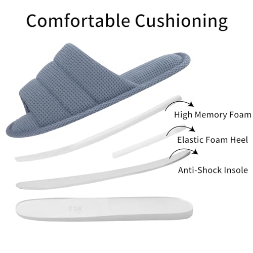 Image of shevalues Summer House Slippers for Women Men Breathable Waffle Indoor Slippers Slip-on Open Toe Home Shoes