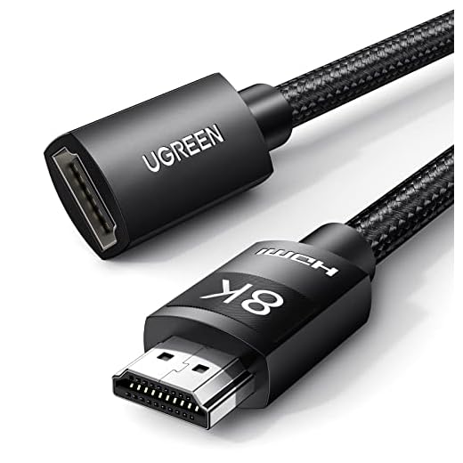 UGREEN Extensor HDMI 8K 10K Cabo de extensão HDMI 2.1 Cabo de ultra alta velocidade Adaptador 4K HDMI macho para fêmea compatível com MacBook Pro 2023/PS5/Xbox Series X/Roku TV/UHD TV/Blu-ray