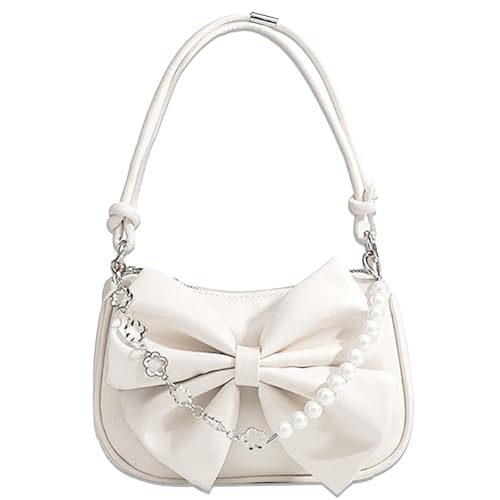BSITSSS Sac à Bandoulière en Cuir Synthétique pour Femme, Sac à Main Blanc, Petit Pochette Blanche Femme Sacs avec Fermeture éclair pour Shopping,...