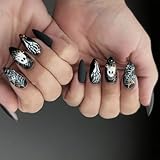 MEILVMEIJI 24個 鈍い ブラック ハロウィン 不正フーフ ナット形状 症状 スケルトン ブロッサムプラン パーシストフーフ パーマネントABS物質パーティーコスチューム用