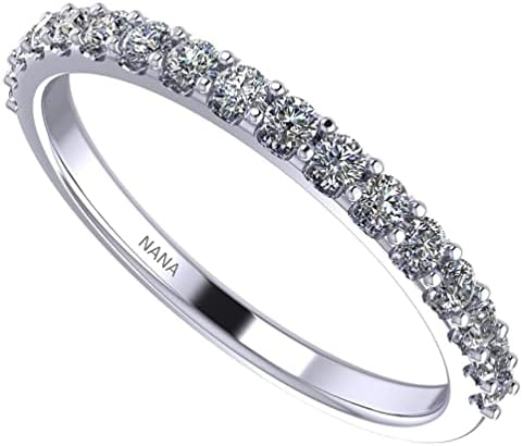 Simulated Diamond Cubic Zirconia Wedding Band Half Eternity CZ Ring, Silver