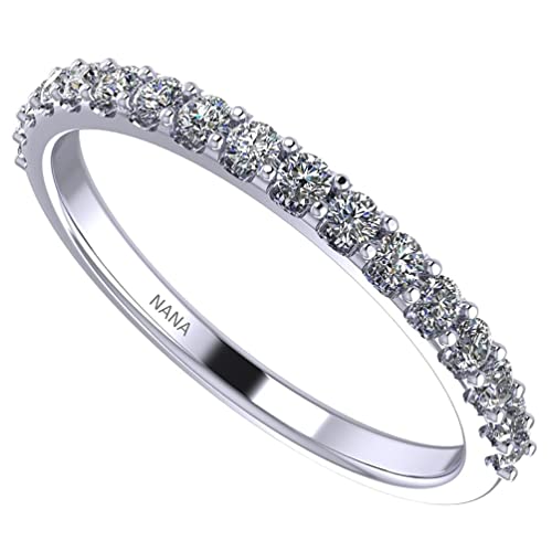 NANA Jewels Simulated diamond Wedding Band/Anniversary Ring Cubic Zirconia Silver Half Eternity Stackable