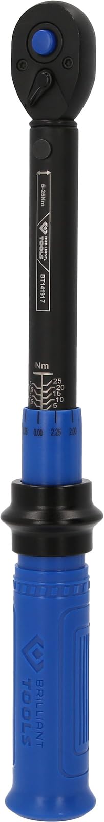 BRILLIANT TOOLS BT141917 - Llave dinamométrica de carraca conmutable (1/4", 5-25 Nm)