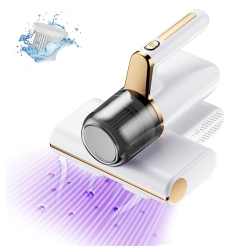 BesBet Aspirateur Matelas Anti Acariens, éLimine 99,9% des BactéRies, AllergèNes, Acariens Aspirateurs à Main avec LumièRe UV Et Vibration Anti Acariens Literie pour Le Nettoyage,White