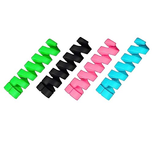 Image of Spiral Cable Protector for Charger & Earphone | Silicone Data Cable Saver Anti-Break Cord Cover | Flexible Heat Resistant Wire Strain Relief for USB Lightning Type C Cables (Pack of 4)