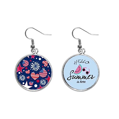 Pendientes de sandía Usa Flag estilo Star Festival para lóbulo en verano