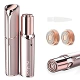 tuokiy Women Facial Hair Removal Device Battery Operated with 2 Replacement Heads,Ladies Face Shaver for Peach Fuzz Upper Lip,Chin, Facial Hair Removal for Women, Rose Gold