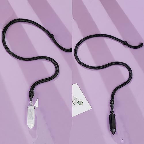Top Plaza Healing Crystal Stone Necklaces for Men Hexagonal Pendant Necklaces Adjustable Braided Rope Natural Gemstone Necklace Jewelry Christmas Gift for Dad, Husband4