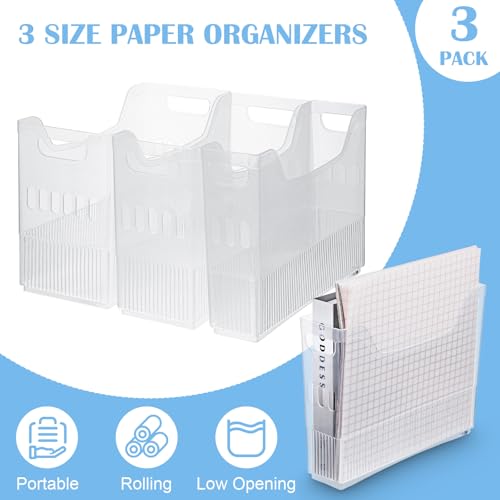 Image of 3 Pcs Scrapbook Paper Storage Organizer With Wheels, Paper Storage, Scrapbook Paper Storage, Paper Storage Organizer For Holding Scrapbook Organizer, Card Stock (3 Sizes)