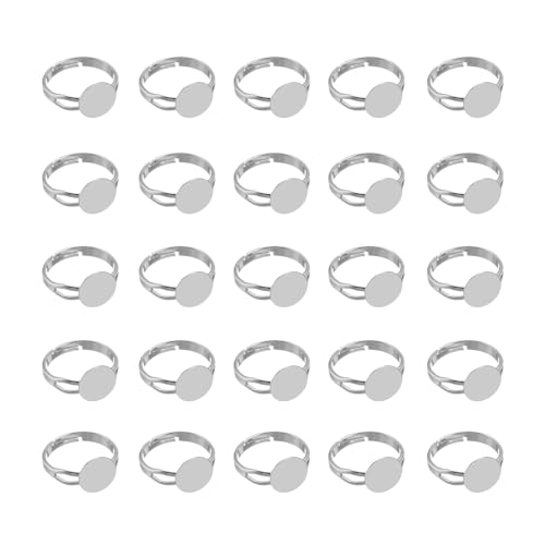 Bagues vierges réglables 10mm pour création de bijoux blanc - 2