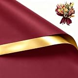 LeZakaa 20 Sheets Red Gold Wrapping Paper – Waterproof Reversible Floral Bouquet Paper for Valentine’s Day, Weddings, Holidays, DIY Crafts, 23 x 23 in Sheets