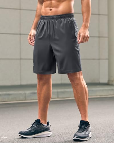 Image of G Gradual Men's Athletic Running Shorts with Zipper Pockets Quick Dry 7 inch / 5 inch / 9 inch Workout Gym Shorts for Basketball Hiking