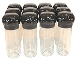 GRATE GRINDS Empty Clear Glass Spice Bottle with Black Plastic Grinder Top – Refillable 4 oz Spice Bottle, Durable Glass Jars, Easy-to-Use Grinder Lid (BLACK, BULK PACK OF 12)