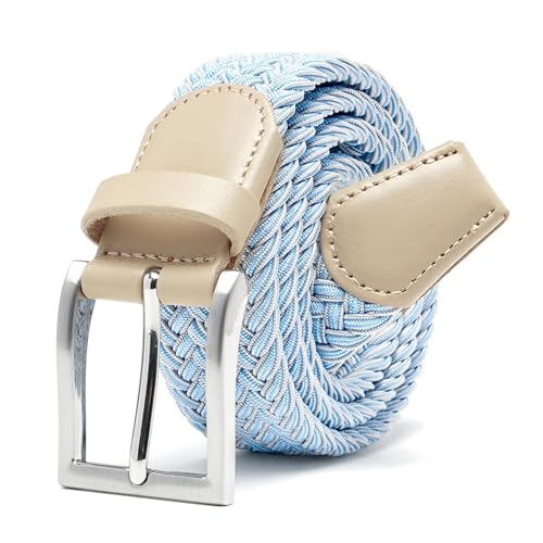 Image of Men's Stretch Braided Elastic Woven Canvas Golf Belt, multicolor,1 3 /8 inch