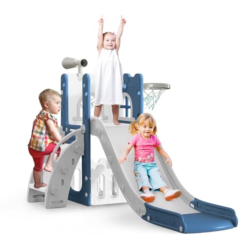 LulliSpace 6 in 1 Toddler Slide,Kids Playset for Toddlers Indoor