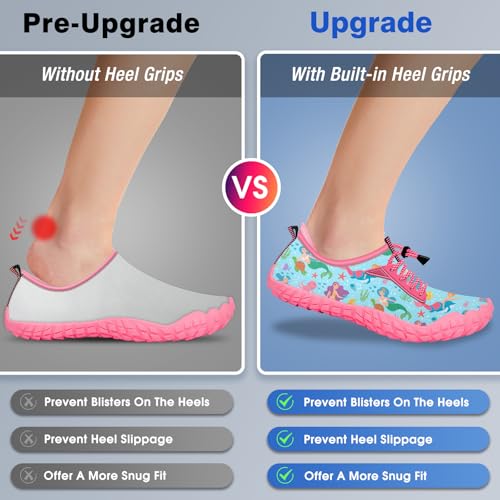 Image of Built-in Heel Grips Water Shoes for Kids Girls Boys Hiking Wide Barefoot Swim Beach Pool Big Kid