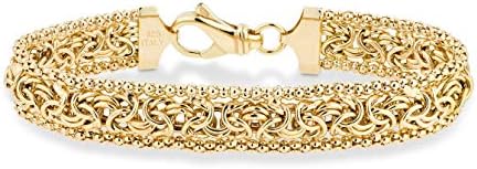 Miabella Italian 18K Gold Over Sterling Silver Byzantine Beaded Mesh Link Chain Bracelet for Women 925 Handmade in Italy (7.00 Inch)