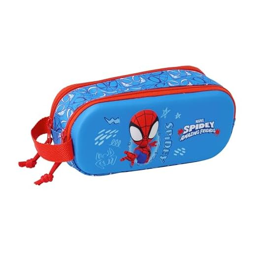 Spidey 3D - Portatodo Doble 3D, Estuche Infantil, Estuche Niño, Ideal para Niños en Edad Escolar, Cómodo y Versátil, Calidad y Resistencia, 21x6x8 cm
