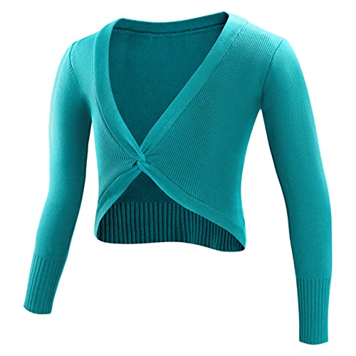 easyforever Girls Long Sleeve Knot Ballet Dance Wrap Top Cardigan Shrug Dress Cover Up Gymnastic Bolero Sweater Tops