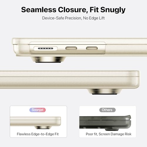 Image of Soonjet for MacBook Air 15 inch Case M5 M4 M3 M2 2026-2023 Mac Laptop Cover | Anti Crack, Matte Starlight Clear, Color Match, Fingerprint & Scratch Resistant, Protective Hard Shell, Ultra Thin & Light