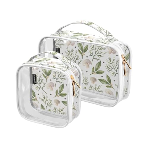 Trousse da toilette con foglie borsa impermeabile per trucchi per donne e uomini organizer per cosmetici in PVC trasparente per viaggi doppia cerniera confezione da 2 Come nella foto