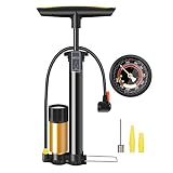 Bike Pump with Gauge, Floor Bicycle Pump 160 PSI, Bike Air Pumps with Schrader and Presta Valve, Bic