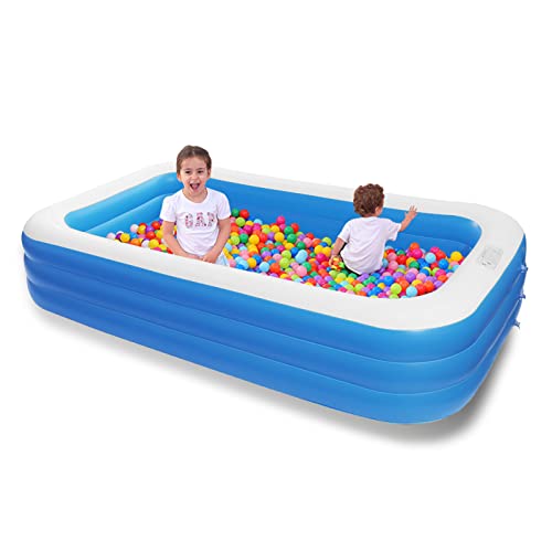 Inflatable Pool,120" x 72" x 22" Rectangular Inflatable Swimming Pool, Blow Up Pool for Kids, Adults, Toddlers, Oversize Lounge Kiddie Pools for Outdoor, Garden, Backyard Blue