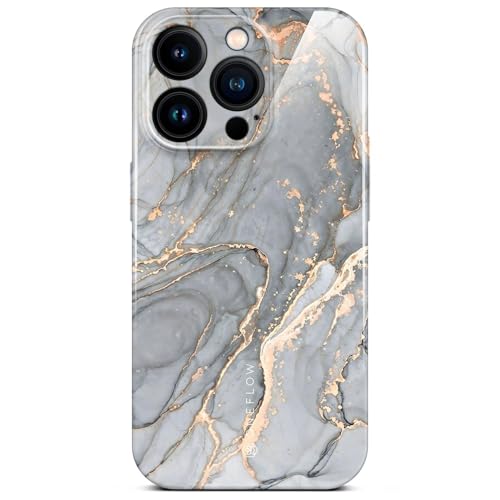 Coque iPhone 16 Pro etui de protection camera motif marbre paillete Gris Or