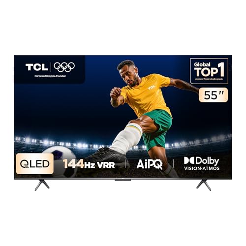 TCL, QLED Smart TV, 55”, 55P8K, 4K UHD, Google TV, 144Hz, Google Assistente, Dolby Vision, Dolby Atmos, Design Sem Bordas