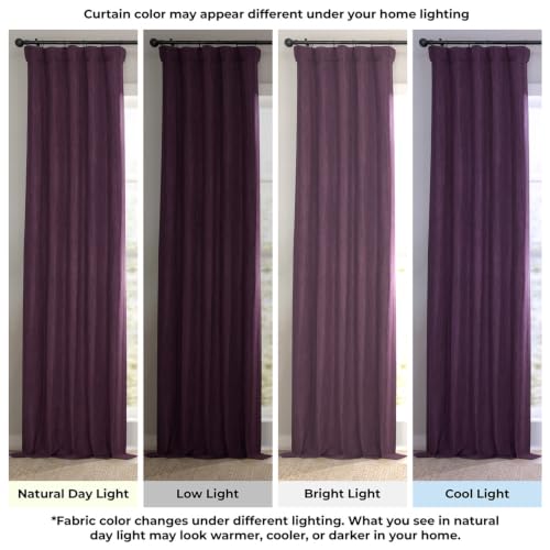 Image of HPD Half Price Drapes - Faux Linen Curtains for Living Room (1 Panel) - 50W X 108L - Textured Room Darkening Curtains for Bedroom 108 Inches Long - Drapes for Home Decor, Mulberry