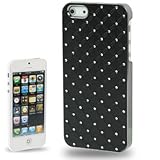 NOVAGO Compatible avec iPhone 4 iPhone 4S  Coque Plastique Rigide avec Petits Strass Brillant (Noir)