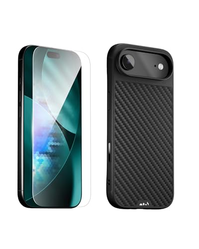 Mous for iPhone Air Case and Ceramic Screen Protector, Military-Grade Protection Shockproof Carbon Fibre Phone Case for iPhone Air
