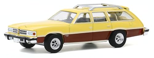 Greenlight 29990-E Estate Wagons Series 5 - 1977 Pontiac Grand Lemans Safari - Goldenrod Yellow With Woodgrain 1:64 Scale Diecast #TOP20