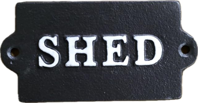 Cast Iron Garden Shed Sign, Black Metal Wall Plaque, Rustic Decorative Name Plate