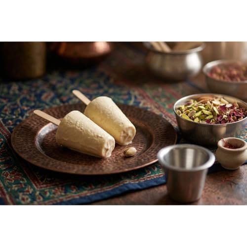 Image of IMN Aluminum Kulfi Moulds with Stand Set of 6 - Reusable Popsicle Maker, Traditional Cone Shape Kulfi Sancha, Metal Ice Cream Moulds for Home, 6cm Height, 330g Heavy Duty Ideal Summer Gift (Silver)