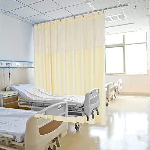 SanBouSi Room Divider Curtain 12ft x 8ft, Hospital Curtain Hanging Medical Privacy Room Divider Cubicle Curtains Semi Sheer Separator Curtains for Hospital, Medical Clinic, Lab (Beige)