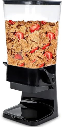 Cereal Dispenser Countertop, Large Capacity Rice Dispenser Cereal Container Storage, Low Crushing Dry Food Dispenser for Rice, Candy, Snacks (Black)