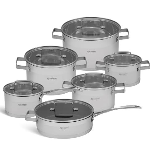 Eden berg EB-4067 - Batería de cocina (12 piezas, acero inoxidable, sartén de mármol)