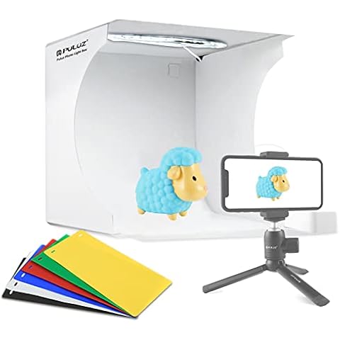 PULUZ Mini Photo Studio Light Box Photography Mini Shooting Tent Kit Portable Folding Small Photo Light Box with 6 Color EVA Backdrops Ring Panel for Small Item Display 24cm x 23cm x 23cm Cover