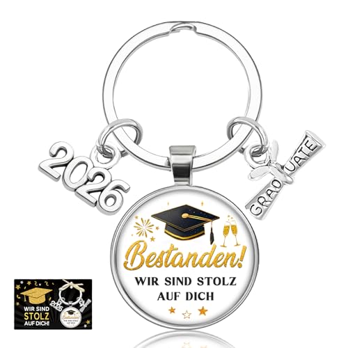 PeakPeek Bestandene Prüfung Geschenk Schlüsselanhänger mit Grußkarte Glückwunsch Geschenk für 2026 ABI Bachelor Ausbildung Führerschein oder Schulabschluss Andenken & Motivation für Absolventen