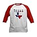 CafePress Flag Map with Texas Kids Baseball Jersey Kids Cotton Baseball Jersey, 3/4 Raglan Sleeve Shirt Red/White