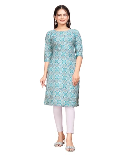 Image of Women's Straight Fit Printed Crepe Kurta, Casual Wear Kurti Design No 181