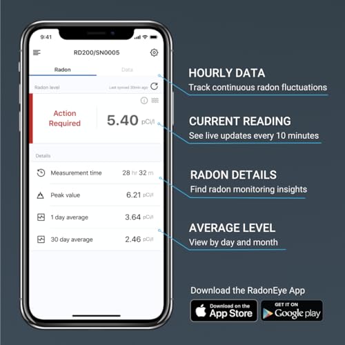 Image of Ecosense Continuous Home Radon Detector, OLED Display, Bluetooth, RD200