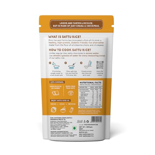 Image of PINK HARVEST FARMS Sattu Rice Alternative | Daibetic Friendly | High Protein | Low GI | Gluten Free | (200 g (Pack of 1))