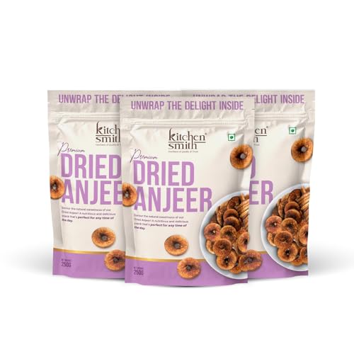 Image of KitchenSmith Premium Anjeer Dry Fruit - Pack of 3 (250gm Each) | Natural Anjeer, Figs & Dried Fig - Rich In Vitamins, Fiber, Calcium & Iron | Ideal For Healthy Snacking, Dieting & Breakfast