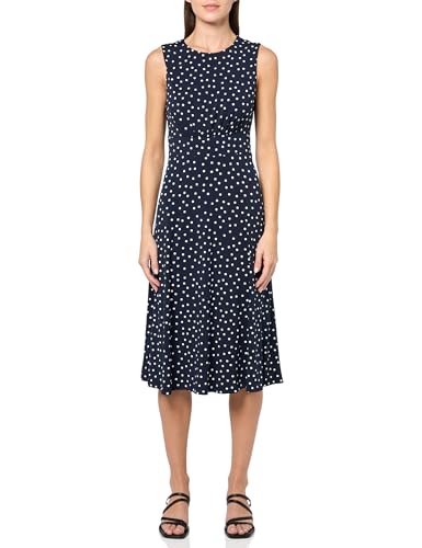 Image of London Times Women's Sleeveless Inset Waist Midi Fit and Flare Dress