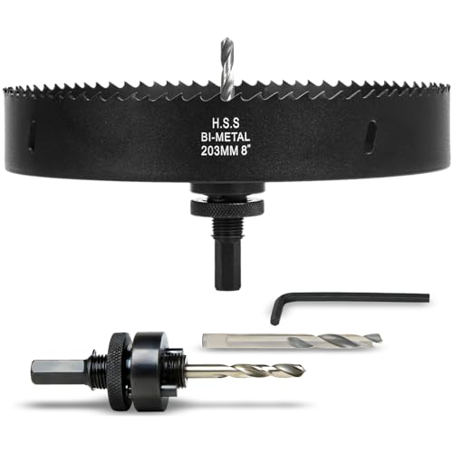 VIKITON 8 inch Hole Saw for Wood Metal Plastic & Drywall with Arbor
