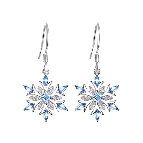 Fenfangxilas Fashion Stud Drop Dangle Earrings Set For Women Girls Women Faux Sapphire Inlaid Snowflake Dangle Hook Earrings Wedding Jewelry Gift - Kyed0228 #TOP1